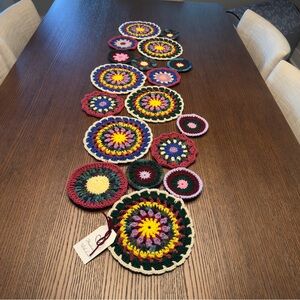 NWT Handmade Crochet Mandala Table Runner Centerpiece